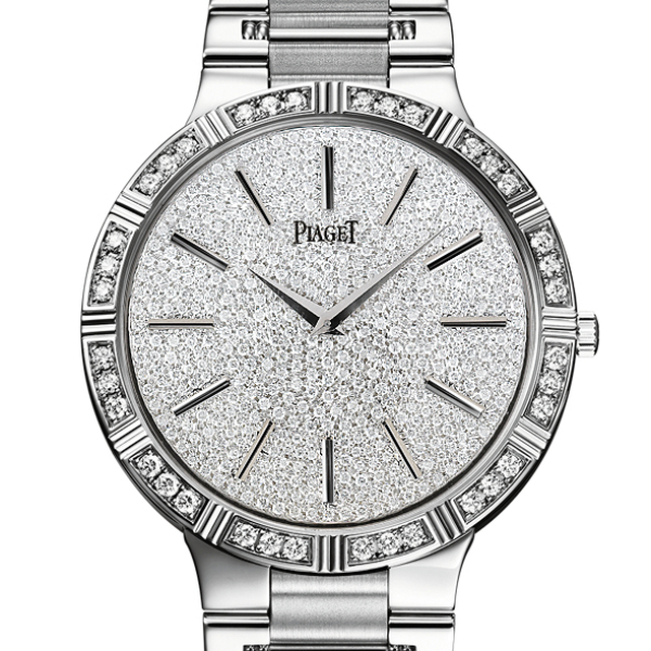 Dancer in White Gold with Diamond Bezel  on White Gold Bracelet with Pave Diamond Dial