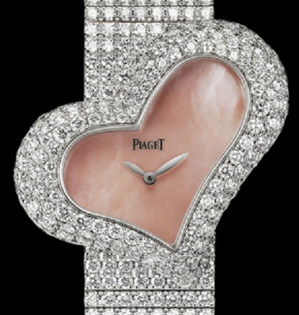 Limelight Heart in White Gold with Heart Diamond Case on White Gold Diamond Bracelet with Pink MOP Dial