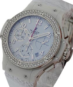 Big Bang Madre Perla - 2 Row Diamond Bezel Steel on Strap with MOP Dial