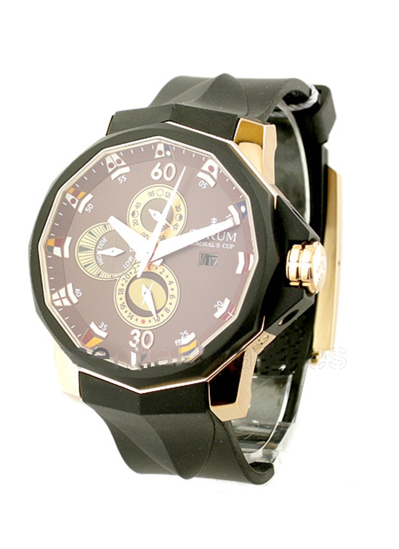 Admirals Cup Tides 48mm in Rose Gold On Black Rubber Strap with Brown Dial  60613.201108
