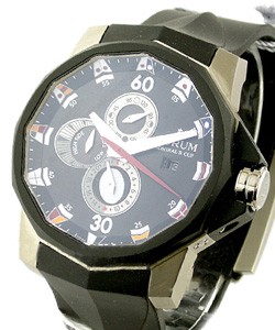 Admiral's Cup Tides in Titanium on Black Rubber Strap with Black Dial