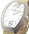  Lady's Egerie with Pave Diamond Case White Gold on Strap