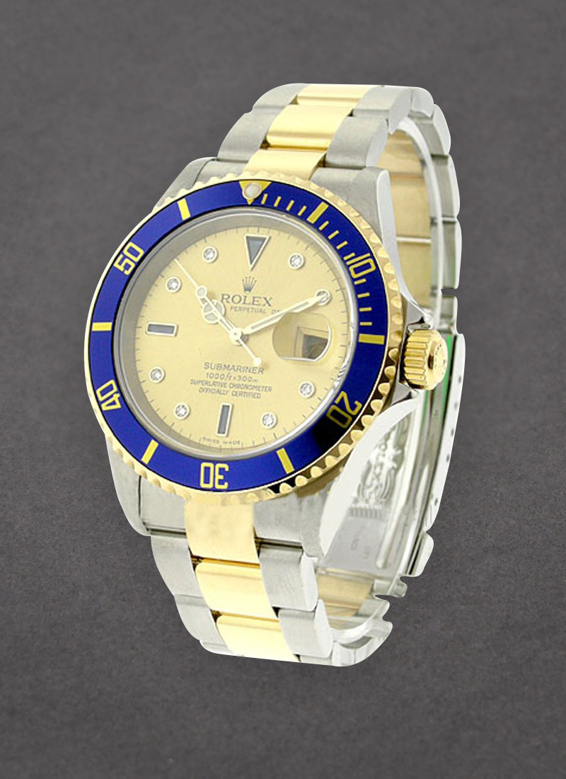 Pre-Owned Rolex Submariner 40mm in Steel with Yellow Gold Blue Bezel