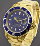 Submariner in Yellow Gold with Blue Bezel on Oyster Bracelet with Blue Dial