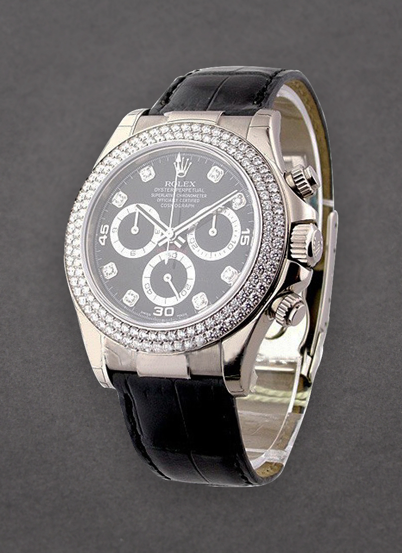 Rolex Unworn Daytona Oyster Perpetual in White Gold with 2-Row Diamond Bezel