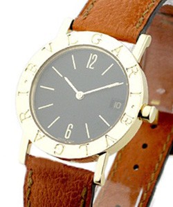 Bvlgari-Bvlgari 30mm Yellow Gold on Strap with Black Dial 