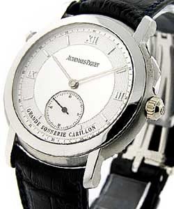Grande Sonnerie Carillon in Platinum on Black Leather Strap with Minute Repeater