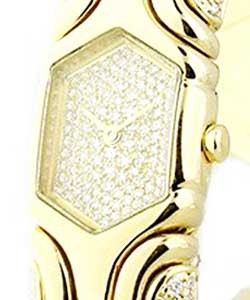 Atalia Bangle in Yellow Gold on Yellow Gold Diamond Bracelet with Pave Diamond Dial