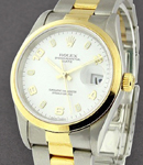 Date - 34mm - Smooth Bezel on Oyster Bracelet - White Arabic Dial