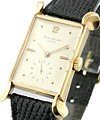 Vintage Rectangle  18 KT Rose Gold On Black Strap with Silver dial