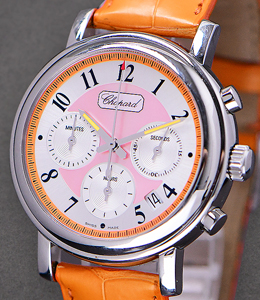 Elton John Mille Miglia Chronograph Steel on Orange Strap with Orange Dial