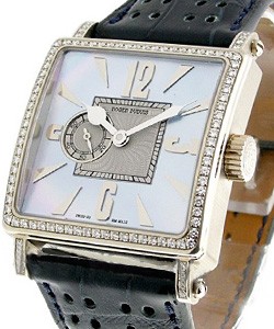 Lady's Golden Square with Diamond Case White Gold with Blue MOP Dial