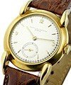 Vintage Men''s Round Strap with Horn Lugs - Circa 1940''s On Brown Crocodile Strap with Silver Dial