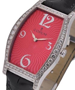 Fallaci Large Size in White Gold  Diamond Bezel - Red Pattern Dial