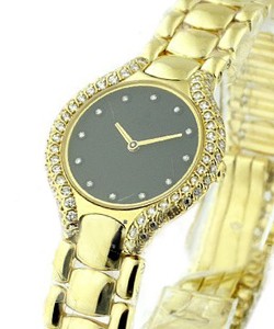 Beluga in Yellow Gold With Diamond Bezel on Yellow Gold Bracelet with Black Dial