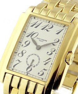 Gondolo 5024 Art Deco in Yellow Gold on Yellow Gold Bracelet with White Dial