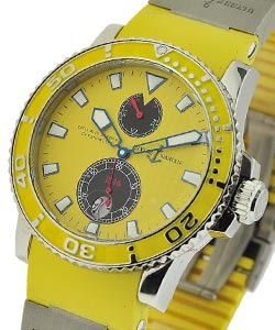 Maxi Marine Diver Chronometer in Steel on Yellow Rubber Strap with Yellow Dial