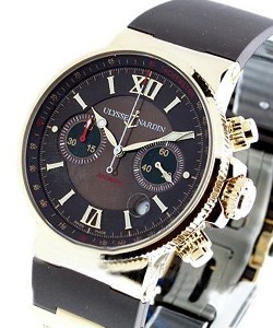 Maxi Marine Chronograph - with Brown Dial Rose Gold on Brown Rubber Strap