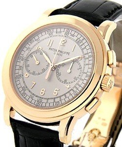 5070R Chronograph in Rose Gold on Black Crocodile Leather Strap with Silver Dial