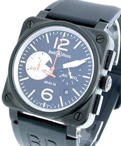 BR03-94 Chronograph in Carbon PVD Steel on Black Rubber Strap with Black Dial