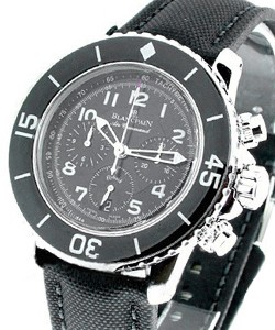 Fifty Fathoms Chronograph  Automatic in Steel on Black Leather Strap with Black Dial