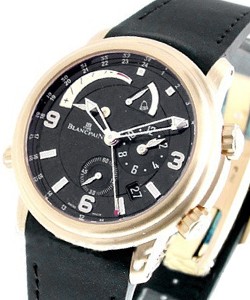 Leman Alarm GMT 40mm in Rose Gold on Black Rubber Strap with Black Dial