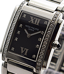 Twenty-4 4910/10A in Steel with Diamond Bezel on Steel Bracelet with Black Dial