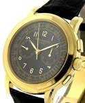 Ref 5070J  Chronograph in Yellow Gold on Black Leather Strap with Black Dial