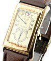 Vintage Rolex Prince Jump Hour Extra Primamut 149 in 9 KT Gold in Brown Strap with Silver Dial