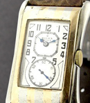 Vintage Striped Prince Brancard in 9 KT Gold 2Toned on Brown Strap with Silver Dial