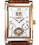 Cabaret Tourbillon Mens Mechanical in Rose Gold On Brown Crocodile Strap with Silver Dial