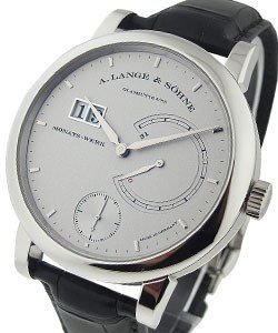 Lange 31 Mens Manual in Platinum On Black Crocodile Strap with Silver Dial