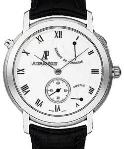 Jules Audemars Grande Sonnerie in Steel on Black Leather Strap with White Dial