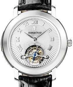 Jules Audemars Tourbillon Minute Repeater in Titanium on Black Leather Strap with Silver Guilloche Dial