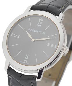 Jules Audemars Ultra Thin in White Gold on Black Crocodile Leather Strap with Grey Dial