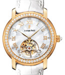 Jules Audemars Tourbillon in Rose gold with Diamond Bezel on White Crocodile Leather Strap with White MOP Dial