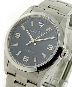 Air King 14000 in Steel with Smooth Bezel on Oyster Bracelet with Blue Arabic Dial