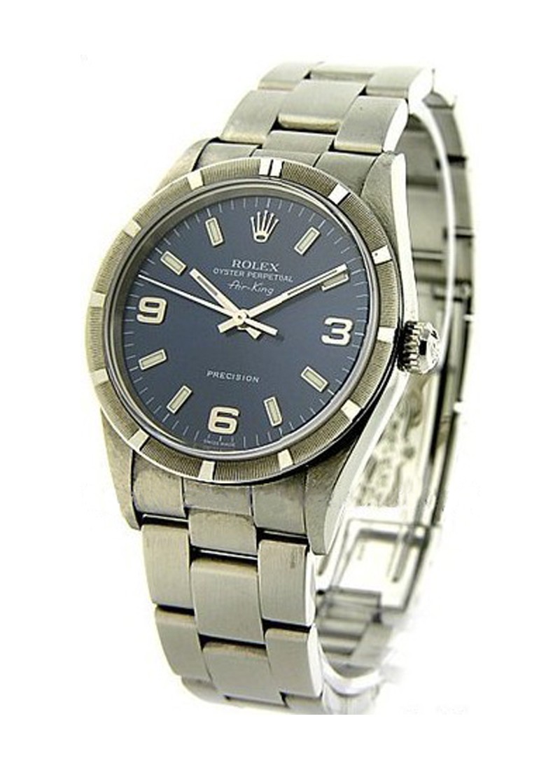 Pre-Owned Rolex Air-King in Steel with Engine Turned Bezel