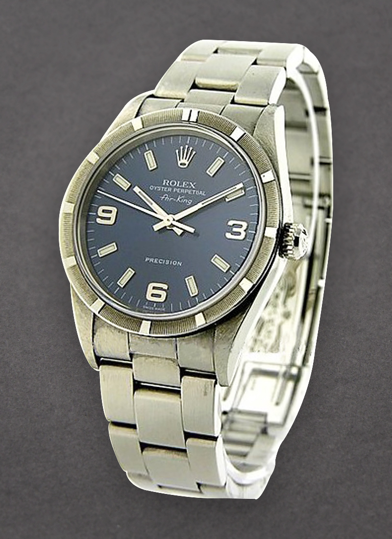 Pre-Owned Rolex Air-King in Steel with Engine Turned Bezel