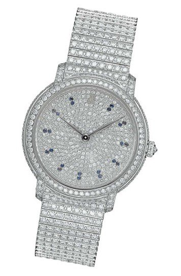 Lady's Jules Audemars in White Gold with Diamond on White Gold Diamonds Bracelet with Pave Diamond Dial