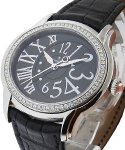 Millenary Gem-set in Steel with Diamond Bezel On Black Crocodile Leather Strap with Black Dial