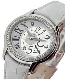 Millenary Gem-set in Steel with Diamond Bezel on White Crocodile Leather Strap with White Dial