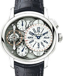 Millenary Tradition Excellence in Platinum on Black Crocodile Leather Strap with Skeleton Dial