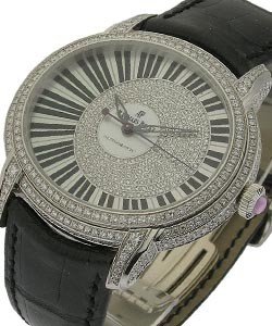 Millenary Pianoforte in White Gold with Diamond Bezel on Black Crocodile Leather Strap with Partial Pave Diamond Dial