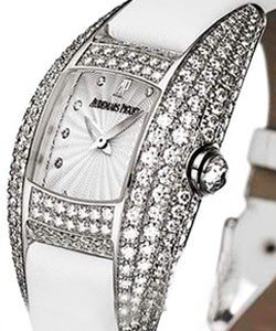 Dream in White Gold with Full Diamond Bezel on White Satin Strap with White Dial
