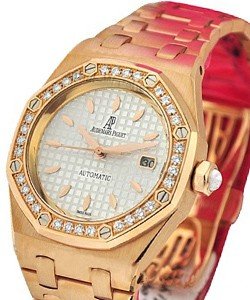 Royal Oak in Rose Gold with Diamond Bezel on Rose Gold Bracelet with Silver Dial