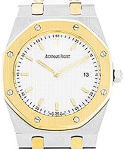 Lady's ROYAL OAK in Steel and Yellow Gold Bezel on 2-tone Bracelet with White Dial