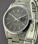 Datejust 36mm in Steel with Smooth Bezel on Oyster Bracelet with Black Stick Dial