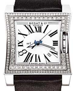 No. 1 Ref. 114 in Steel Case with Diamond Bezel on Black Satin Strap with White Dial