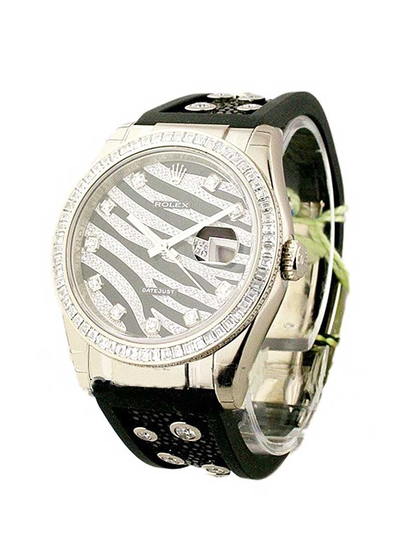 Rolex Unworn Zebra Special Edition 116189 in White Gold with Baguette Diamond Bezel